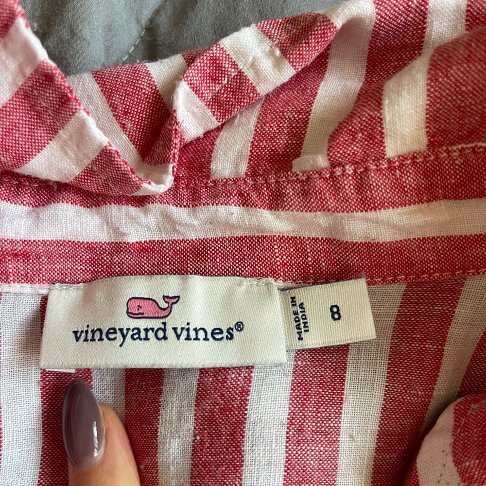 Vineyard Vines Red White Linen Shirt